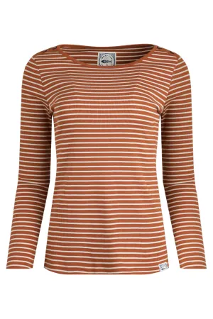 Weird Fish 16 Caramel Mila Organic Cotton Striped Rib Jersey T-Shirt