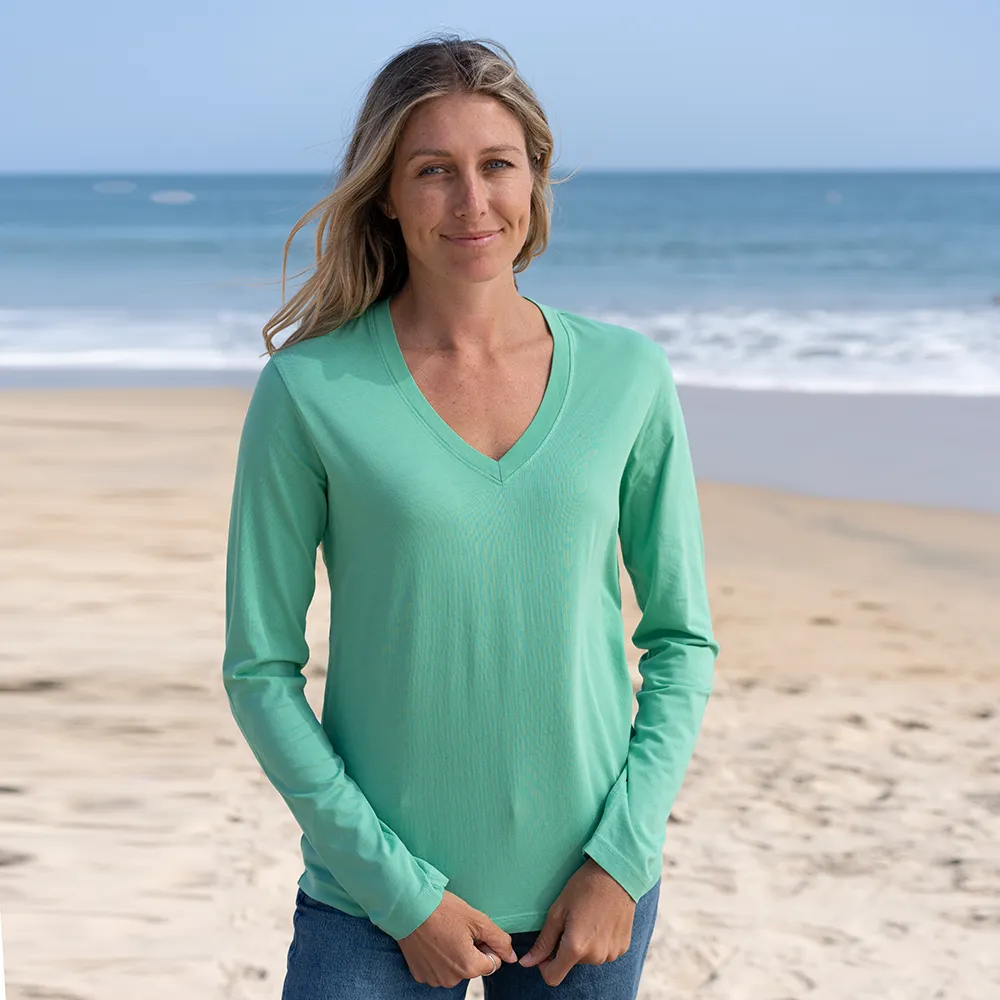 Womens Long Sleeve V-neck