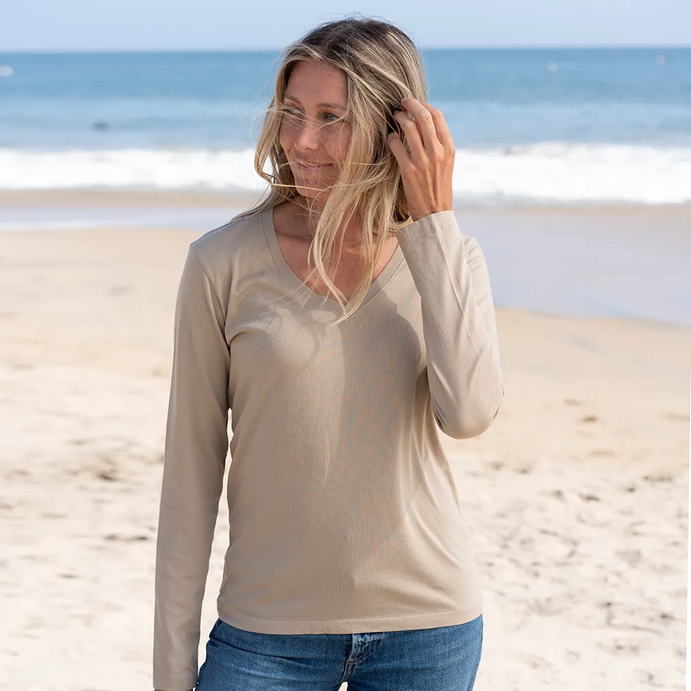 Womens Long Sleeve V-neck