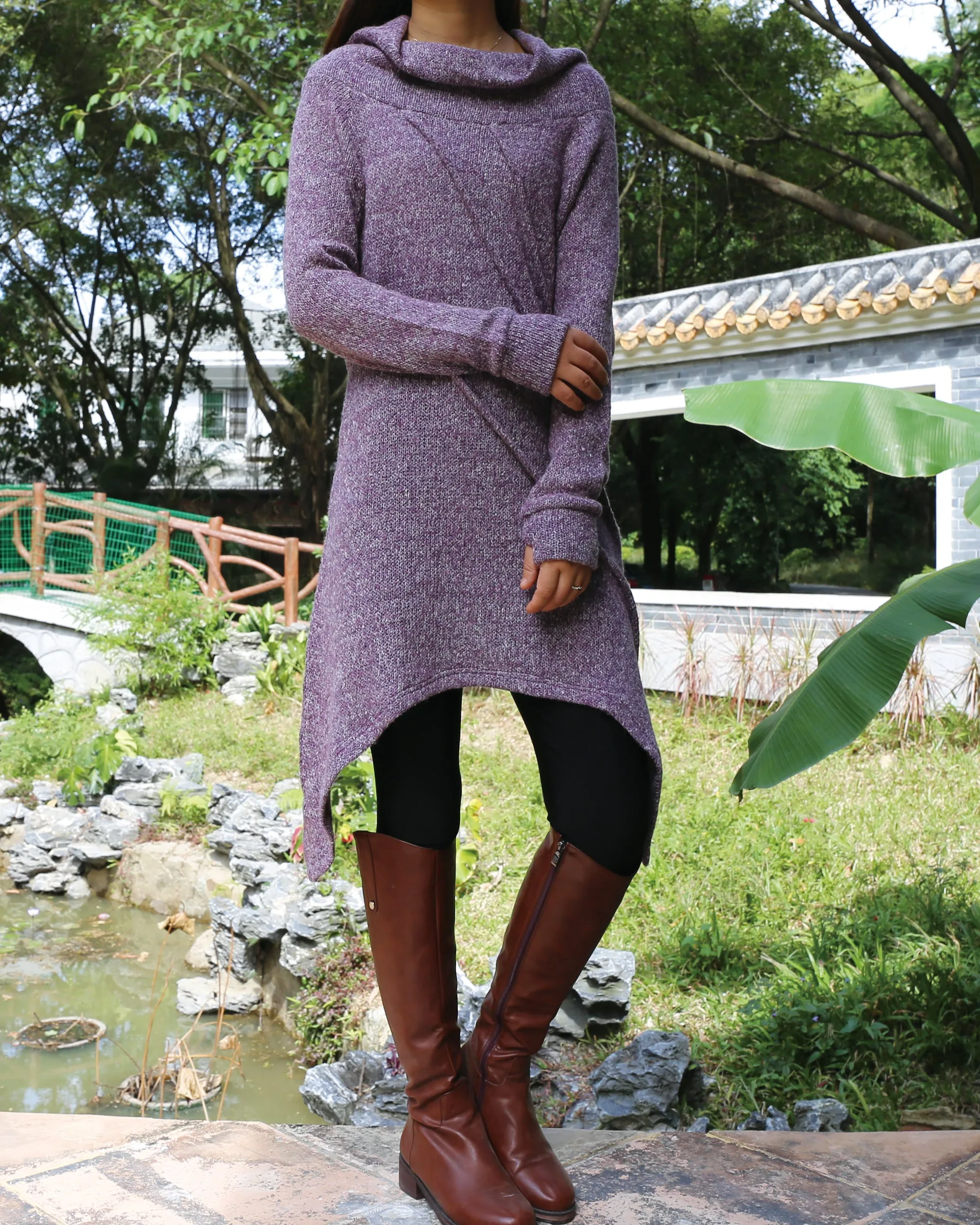 women's sweater/tunic dress/long sweater/sweater dress/wool tunic dress/off shoulder sweater/long sleeve top with thumbholes/knit tunic top for leggings(Q5115H)